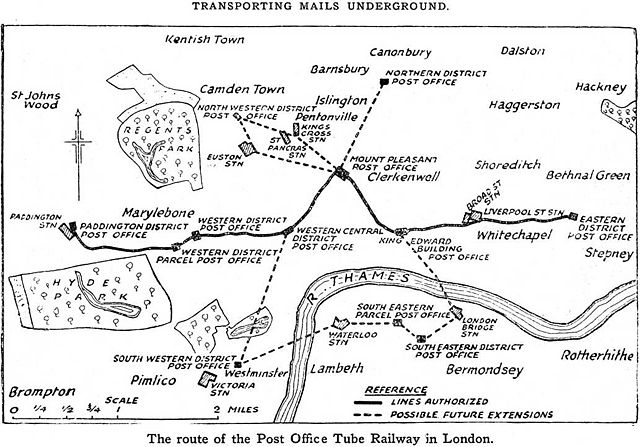 London Post Office Railway (AKA Mail Rail) Map